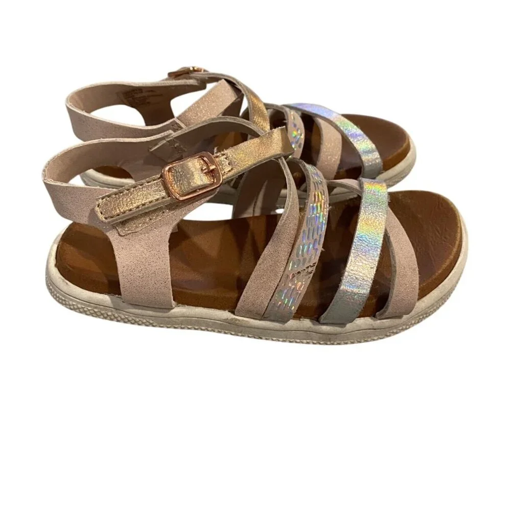 Mia Sz 9 Metallic Rose Gold & Silver Strappy Sandals